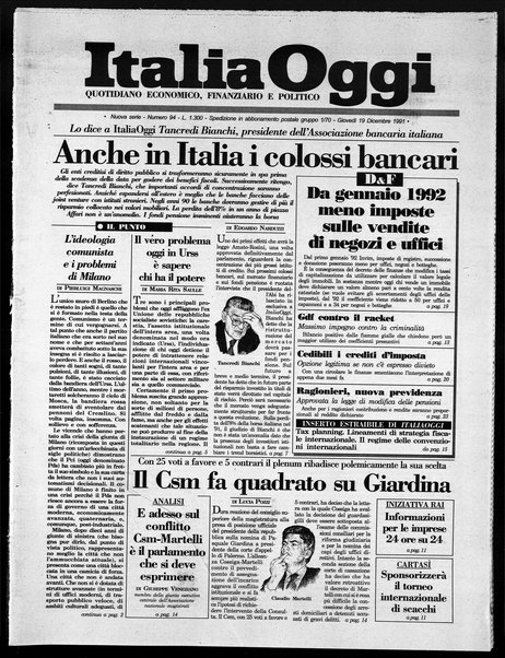 Italia oggi : quotidiano di economia finanza e politica